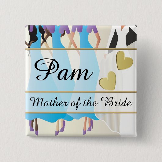 ブライダルパーティ、夕食およびリハーサルを個人化して下さい 缶バッジ (正面)