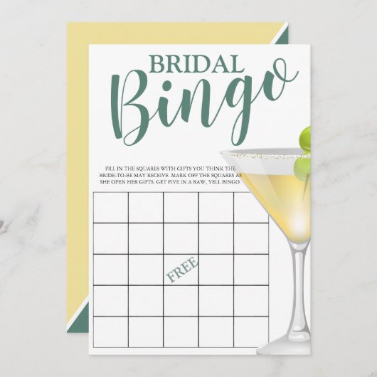 ブライダルビンゴおもしろいエレガントブライダルシャワー 招待状 (正面/裏面)