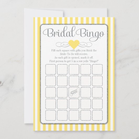 ブライダルビンゴイエローグレーブライダルシャワーゲーム (正面)
