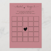 ブライダルビンゴシャワーほこりっぽいバラピンクゲームカード 招待状 (正面)