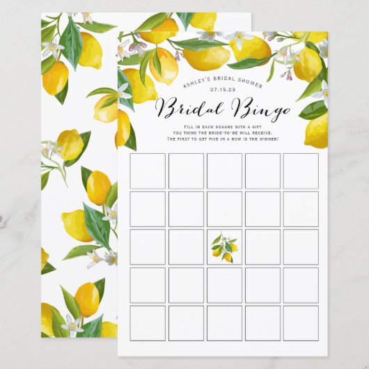 ブライダルビンゴレモンブライダルシャワービンゴゲーム (正面/裏面)