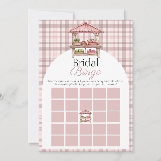 ブライダルビンゴ市場の新鮮なシャワーゲームカード 招待状 (正面)
