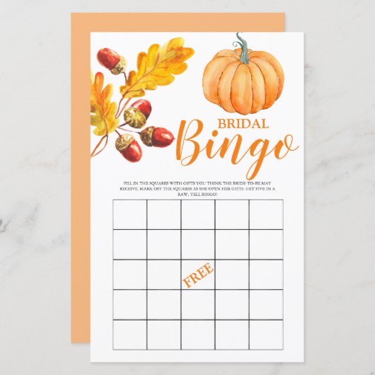 ブライダルビンゴ秋カボチャブライダルゲーム (正面/裏面)