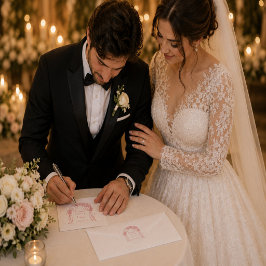 ブライダルピンクの結婚式ステッカー ラウンドシール