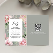 ブライダルピンクの花柄と優雅なカリグラフィーの結婚式RSVP 出欠カード