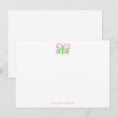 ブライダルピンクバタフライパーソナライズされたノートカード サンキューカード (正面/裏面)