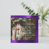 ブライダルフォト卒業パーティーパープルプラムメタリック 招待状 (スタンド正面)