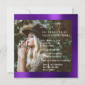 ブライダルフォト卒業パーティーパープルプラムメタリック 招待状 (正面)