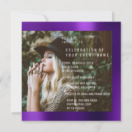ブライダルフォト卒業パーティーパープルプラムメタリック 招待状