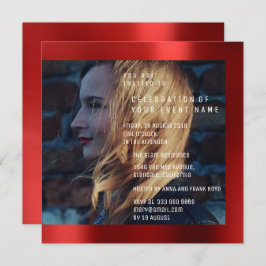 ブライダルフォト卒業誕生日ルビーレッドメタリック 招待状