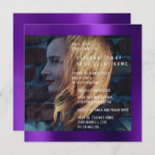 ブライダルフォート卒業誕生日プラムメタリック 招待状 (正面/裏面)