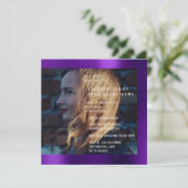 ブライダルフォート卒業誕生日プラムメタリック 招待状 (スタンド正面)