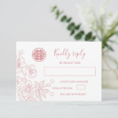 ブライダルフラワーラインアート中国式結婚式RSVP 出欠カード (スタンド正面)