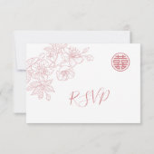 ブライダルフラワーラインアート中国式結婚式RSVP 出欠カード (裏面)