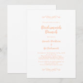 ブライダルブエレガントランチブリデスメイドトレンディーピーチ 招待状 (正面/裏面)