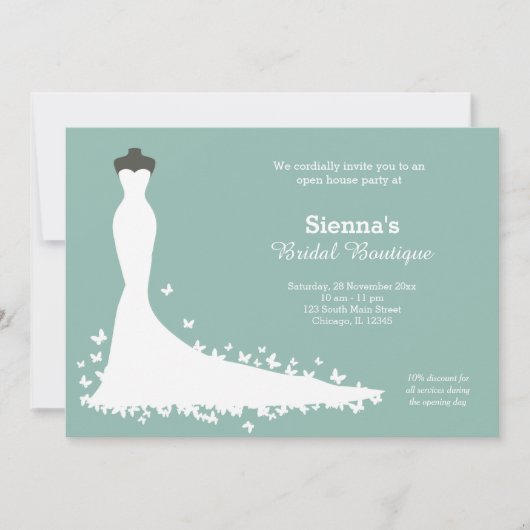 ブライダルブティック – 背景色を選択 招待状 (正面)