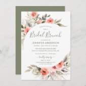 ブライダルブランチウォーターカラー赤面バラリース 招待状 (正面/裏面)