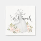 ブライダルブランチエレガントシンプルフローラドモダンレス スタンダードカクテルナプキン (正面)
