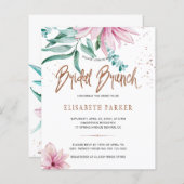 ブライダルブランチシックなフローラブライダルシャワー招待 (正面/裏面)