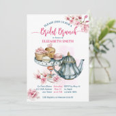 ブライダルブランチ甘いお菓子ティーポットブライダルシャワー 招待状 (スタンド正面)