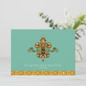 ブライダルブランチ 偽の金 ティール フォーマル フルールドリス 招待状 (スタンド正面)