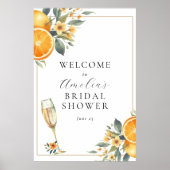 ブライダルブルンチオレンジウェディングシャワーウェルカムサイン ポスター (正面)