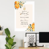 ブライダルブルンチオレンジウェディングシャワーウェルカムサイン ポスター (ホームオフィス)