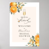 ブライダルブルンチオレンジウェディングシャワーウェルカムサイン ポスター (正面)