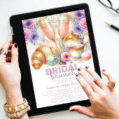 ブライダルブルンチパステルピンクターコイズ金ゴールドグリッター 招待状