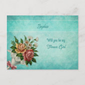 ブライダルブーケパーソナライズされたフラワーガール 案内ポストカード (正面)