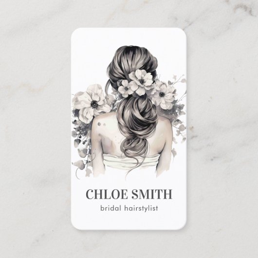 ブライダルヘアス結婚タイリストの特殊水彩 名刺 (正面)