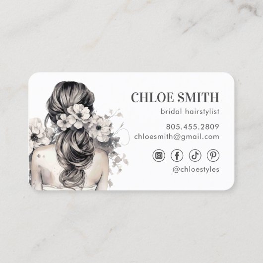 ブライダルヘアス結婚タイリストの特殊水彩 名刺 (裏面)