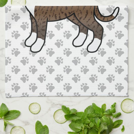 ブライダルボクサーかわいい漫画の犬と手 キッチンタオル (折り畳み)