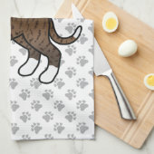 ブライダルボクサーかわいい漫画の犬と手 キッチンタオル (四つ折り)