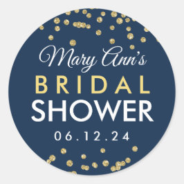 ブライダルメッセージカード金ゴールドフェイクグリッター紙吹雪ネイビー ラウンドシール