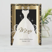 ブライダルメニュー金ゴールド&ブラックダマスク メニュー (スタンド正面)