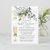 ブライダルランチョンウォーターカラーグリーナリーセージ緑の弓 招待状 (スタンド正面)