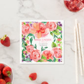 ブライダルランチョンウォーターカラーモダンフラワーズバラアート スタンダードカクテルナプキン (インサイチュ)