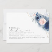 ブライダルランチョンダスティブルーピンクブライダルシャワー 招待状 (正面)