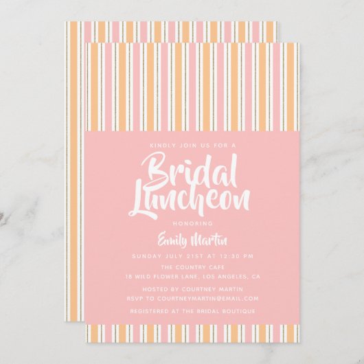 ブライダルランチョンピモダンンク金ゴールドブライダルシャワーInv 招待状 (正面/裏面)