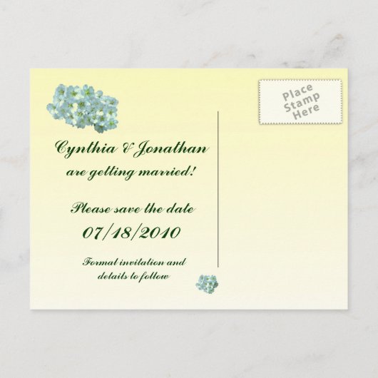 ブライダルリース日付の保存 案内ポストカード (裏面)