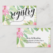 ブライダルレジストリカラフルスクリプト水色の花 エンクロージャーカード (正面/裏面)