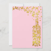 ブライダルワインパーティーピンクボトル金ゴールド蝶 招待状 (裏面)