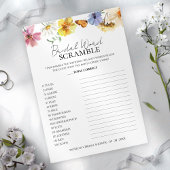 ブライダルワードスクランブルワイルドフラワーボホゲームカード 招待状