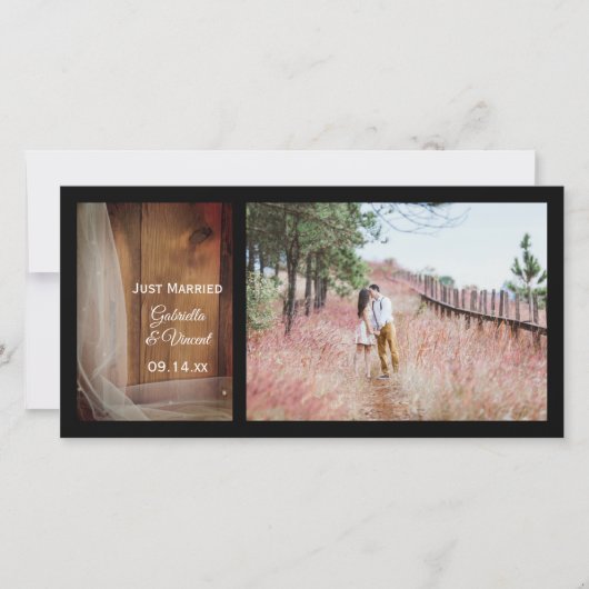 ブライダルヴェイルアンドバーンウッドカントリーたった今結婚しました 案内状 (正面)