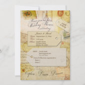 ブライダル旅行シャワーテーマでココアとクリームインヴィ 招待状 (正面)