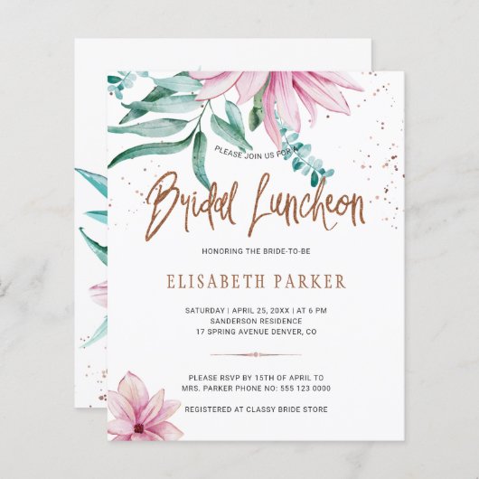 ブライダル昼食会フローラブライダルシャワー招待 (正面/裏面)