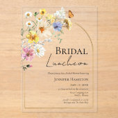 ブライダル昼食会 |ワイルドフラワーボホブライダルシャワー アクリル招待状 (正面)
