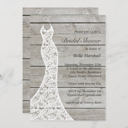 ブライダル素朴シャワーの招待状 招待状 (正面/裏面)