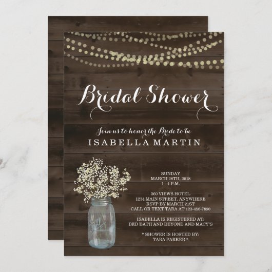 ブライダル素朴シャワーへの招待 招待状 (正面/裏面)